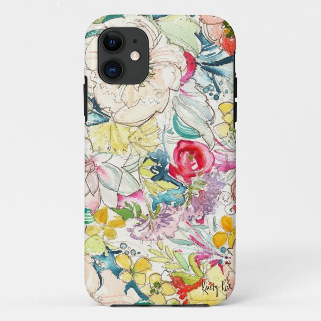 Coque iphone de fleurs d'aquarelle Neon (Dos)