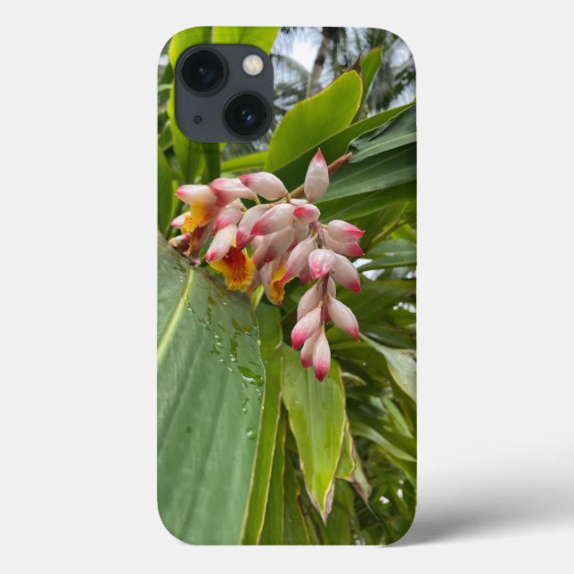 Coque iphone de fleurs tropicales d'Heliconia (Verso)