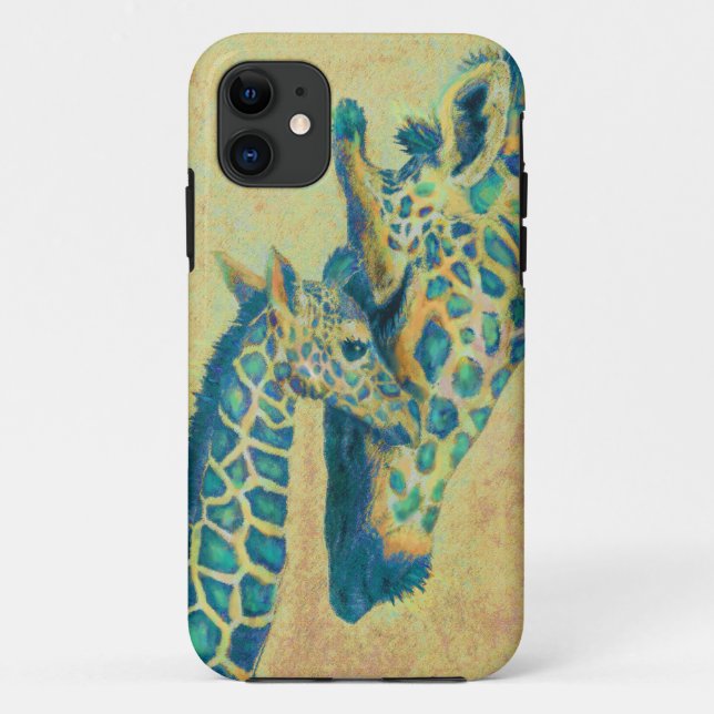 coque iphone de girafes turquoises (Dos)