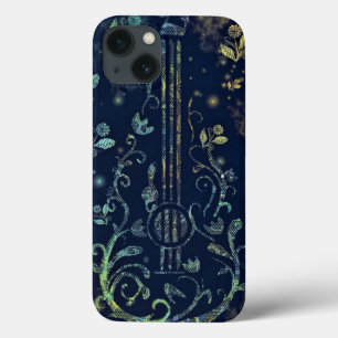 Coque iphone de guitare aux fleurs