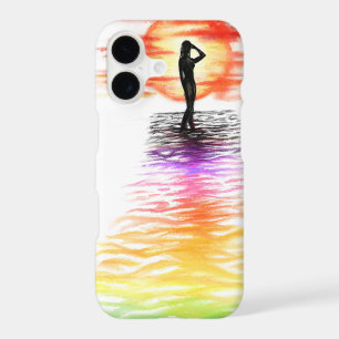 Coque iphone de la dame du coucher du soleil