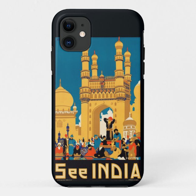 coque iphone de l'affiche touristique indienne (Dos)