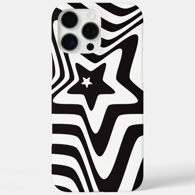 Coque iphone de l'étoile d'illusion d'optique noir (Verso)