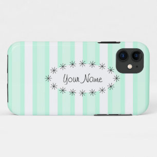 Coque iphone de l'étoile ovale Aqua Stripe
