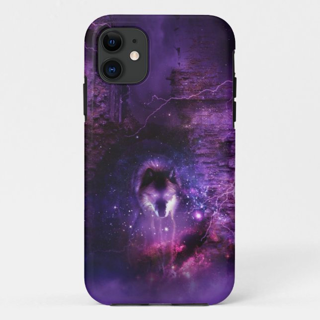 Coque iphone de loup de l'espace (Dos)