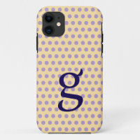 Coque iphone de monogramme à points de polka viole