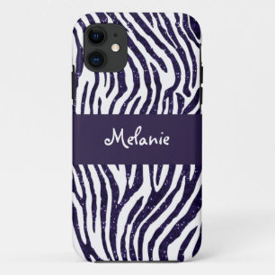 Coque iphone de monogramme de zèbre de parties