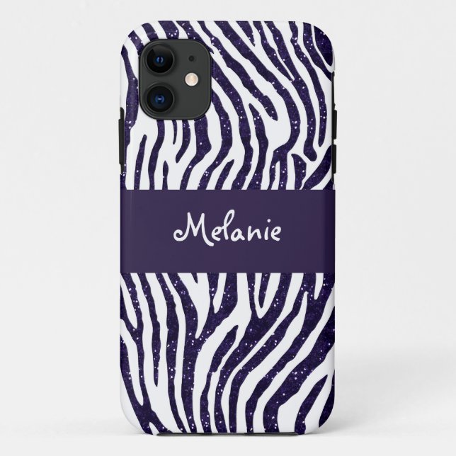 Coque iphone de monogramme de zèbre de parties (Dos)