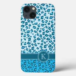 Coque iphone de monogramme poster de animal léopar