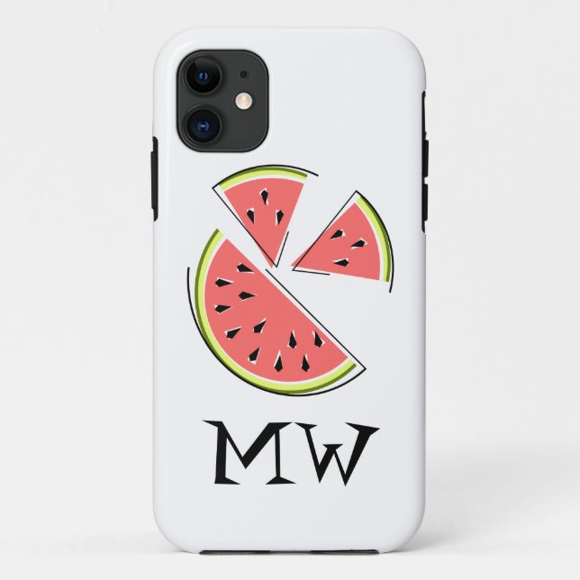Coque iphone de morceaux de pastèque "Monogramme" (Dos)