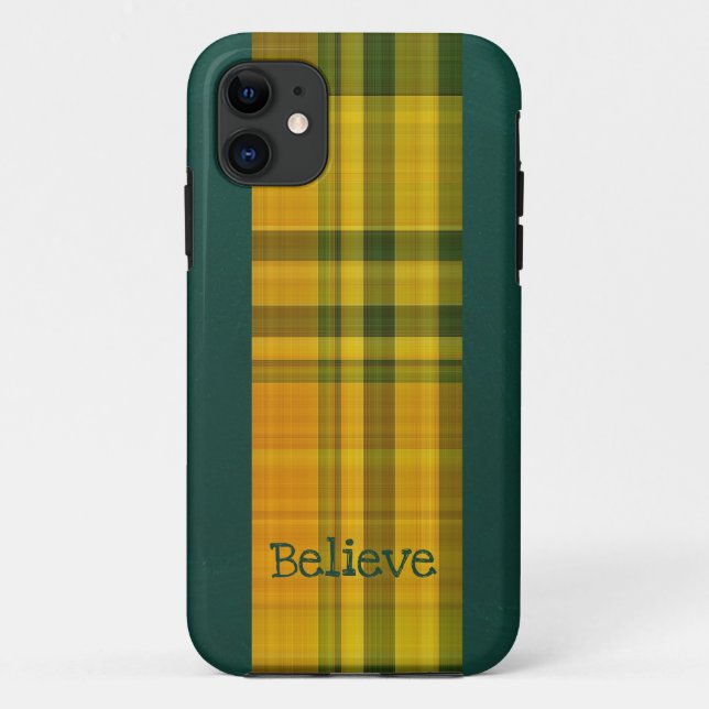 Coque iphone de motif plaid vert jaune (Dos)