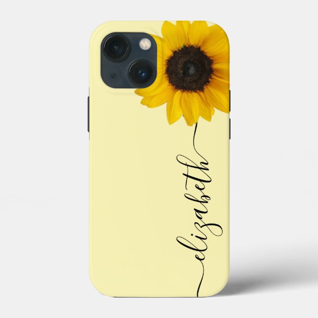 Coque iphone de nom de tige du script de tournesol (Verso)