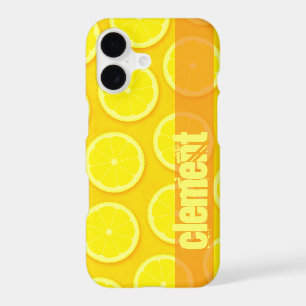 Coque iphone de nom jaune vif tranche de citron