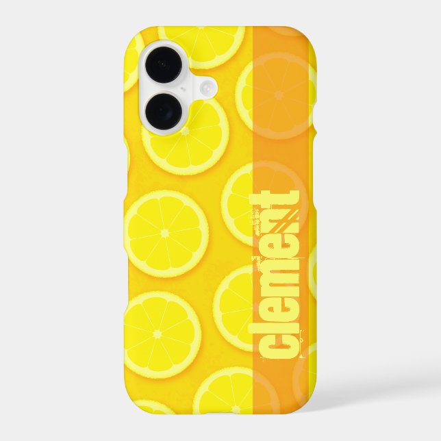 Coque iphone de nom jaune vif tranche de citron (Verso)
