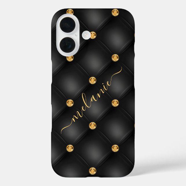 Coque iphone de nom personnalisé de Diamant d'or n (Verso)