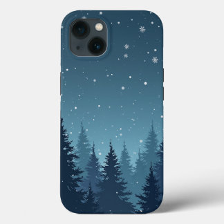 Coque iphone de nuit de la forêt d'hiver