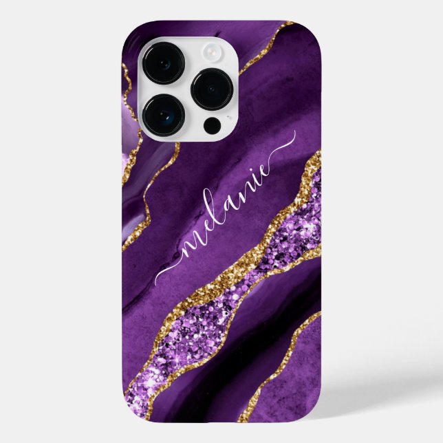 Coque iphone de Parties scintillant Purple Gold (Verso)