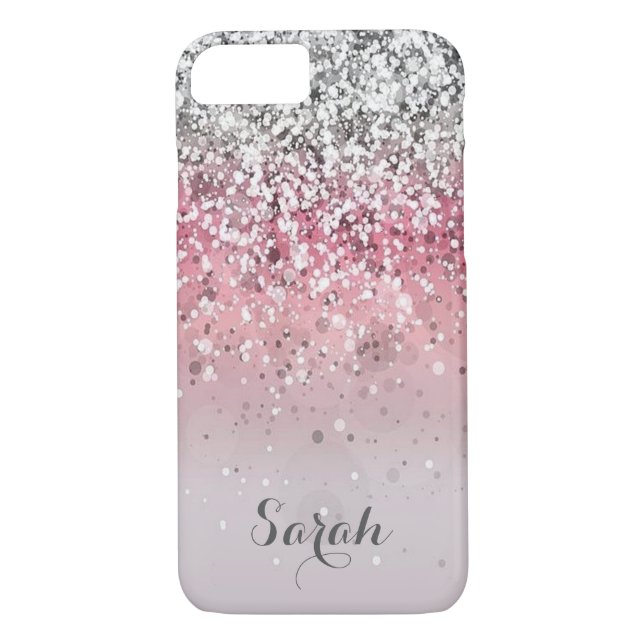 coque iphone de parties scintillant rose argent pe (Dos)