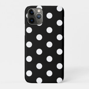 Coque iphone de points Polka noir et blanc