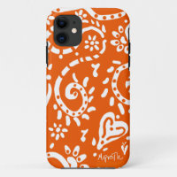 Coque iphone de porc orange et blanc