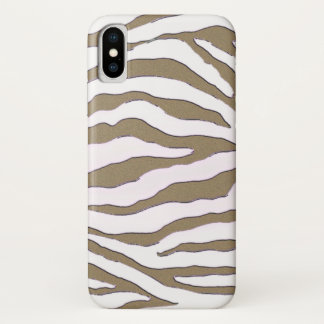 Coque iphone de rayure de zèbre d'or et d'argent
