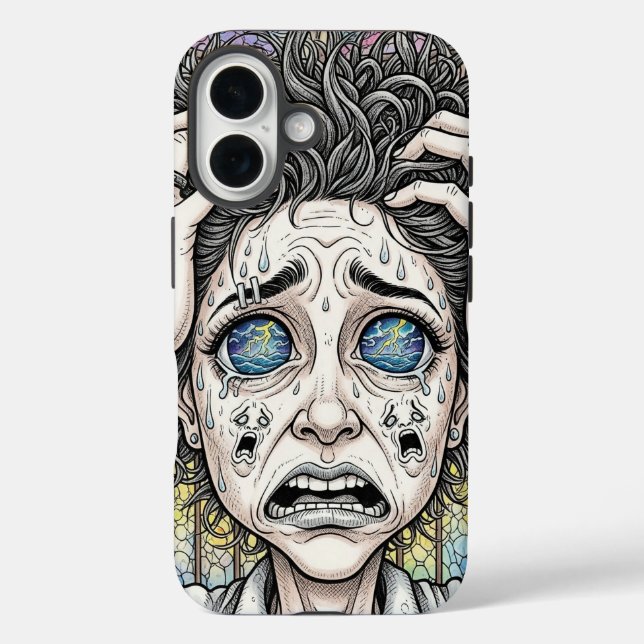 Coque iphone de visage surréaliste psychédélique - (Verso)
