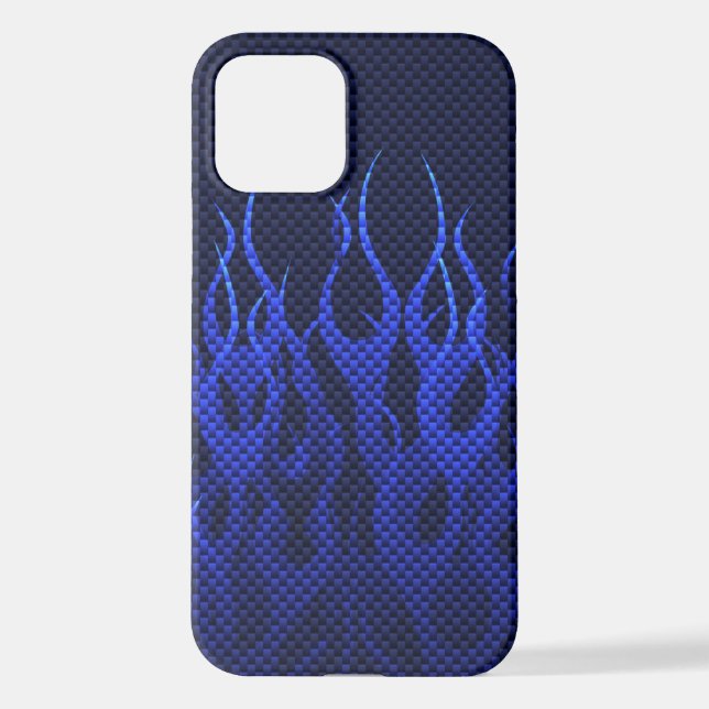 Coque iPhone Décor Flames Bleues sur un (Verso)