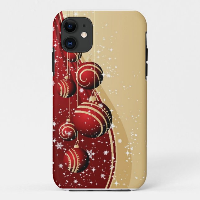 Coque iphone des ornements de Noël Rouge Or (Dos)