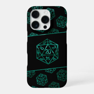 Coque iPhone 16 Pro Dés RPG Emerald Imaginaire Tabletop Retro Gamer