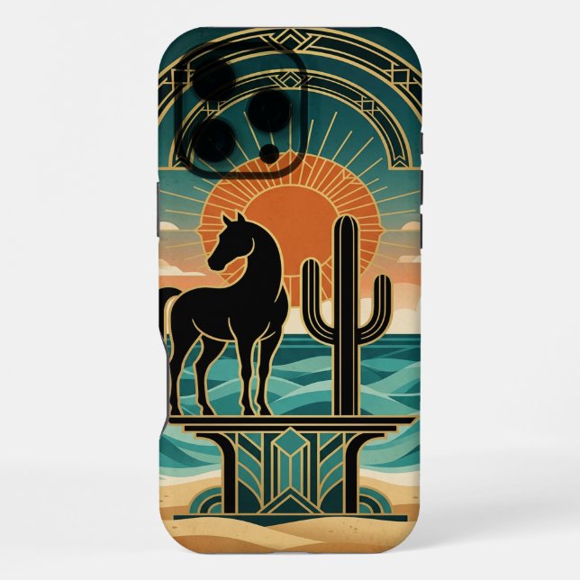 Coque iPhone Desert Horse Silhouette , iPhone 16 Pro Max Case  (Verso)
