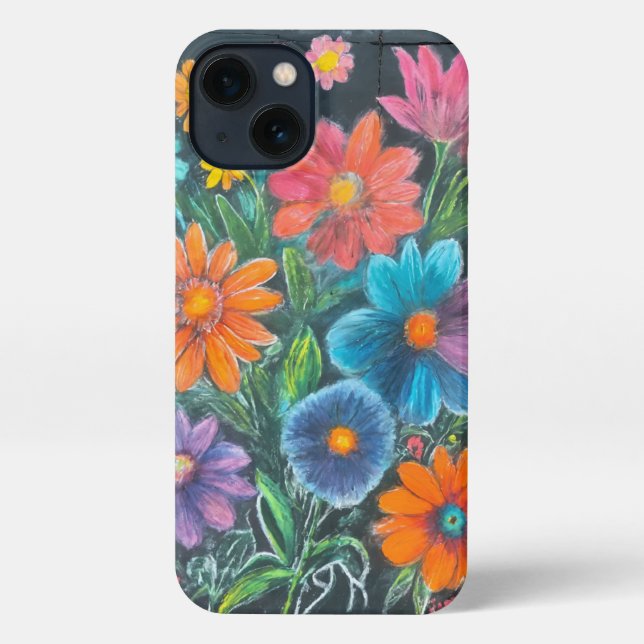 Coque iPhone Dessin de calque de fleurs vibrantes - Flore artis (Verso)