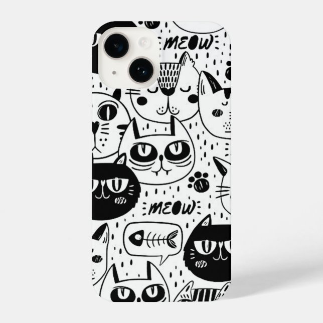 Coque iPhone Dessin graphique amusant Comic Livre Chats Kittens (Verso)