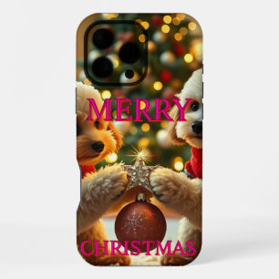 COQUE iPhone 16 PRO MAX DEUX CANICHE FÊTANT NOËL