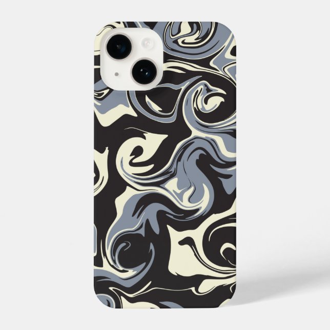 Coque iPhone Déversement - Noir, Gris et Crème (Verso)