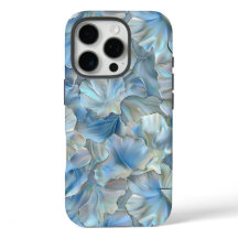 Coque iphone d'impression bleu pétale Iridescente