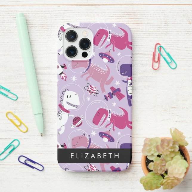 Coque iPhone Dinosaures Spatiaux, Dinosaures Mignons, Étoiles,  (Sur le bureau)