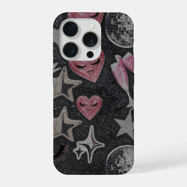 Coque iPhone Disco Hearts Phone Case – Chic Glam Style (Verso)