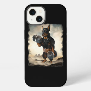 Etui iPhone 13 Doberman Dog Muscle entraînement haltérophilie ave