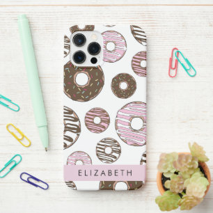 Coque iPhone 12 Pro Donuts Roses, Donuts Brown, Sprinkings, Votre Nom