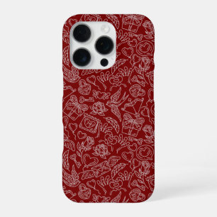 Coque iPhone 16 Pro Doodles de la Saint-Valentin