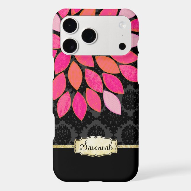 Coque iphone d'or noir rose orange personnalisé (Verso)