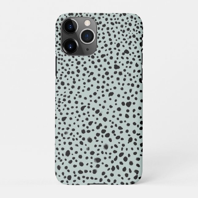Coque iPhone Dots peints modernes Mint bleu gris (Dos)