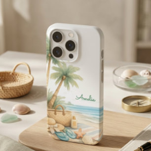 Douce Sérénité de la Plage Bleue Élégante Minimali