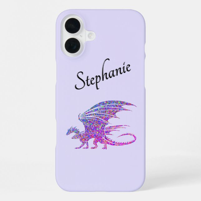 Coque iPhone Dragon de mosaïque Extraordinaire violet personnel (Verso)