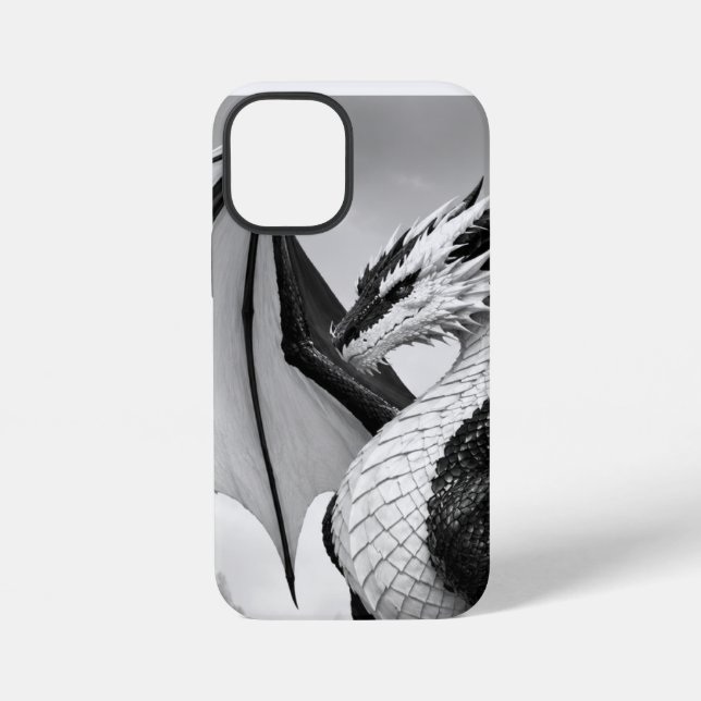 Coque iPhone Dragon noir et blanc (Verso)