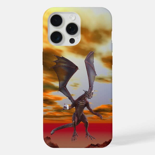 Coque iPhone Dragon volant rouge avec café (Verso)