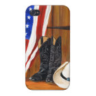 Drapeau américain, bottes de cowboy et casquette