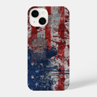 Coque Pour iPhone 14 Drapeau américain peint sur un mur de grunge