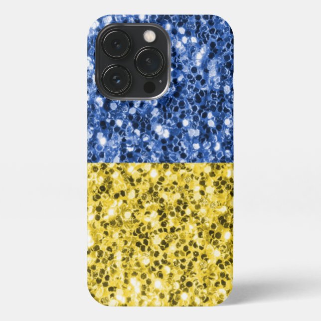 Coque iPhone Drapeau bleu jaune Ukraine parties scintillant fau (Verso)