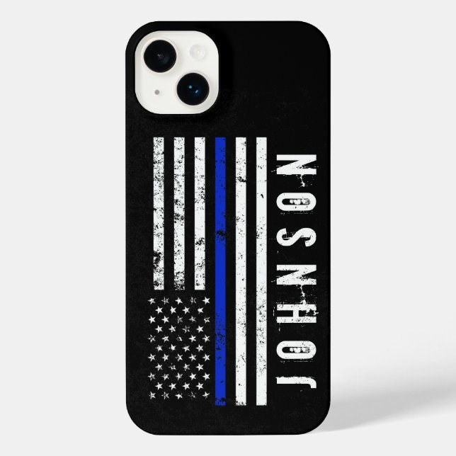 Coque iPhone Drapeau de police de style robuste avec nom person (Verso)